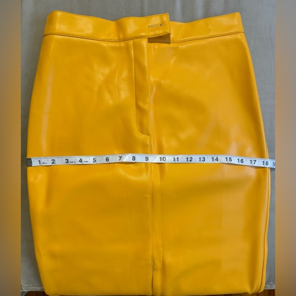 Yellow Faux Leather Midi Skirt - Picture 3 of 4
